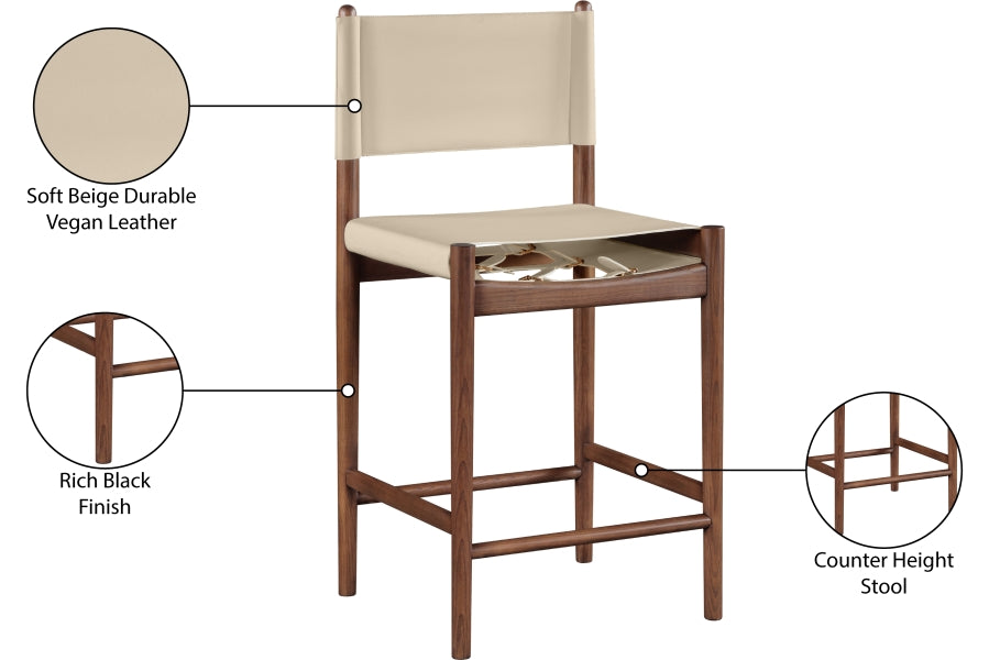 Rawlins Vegan Leather Upholstered Counter Stool — 11016-C - Beige - 11016Beige-C Infographic