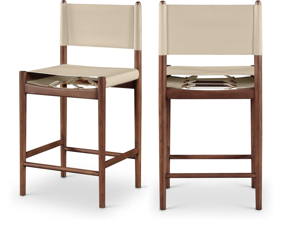 Rawlins Vegan Leather Upholstered Counter Stool — 11016-C - Beige - 11016Beige-C Double Chair