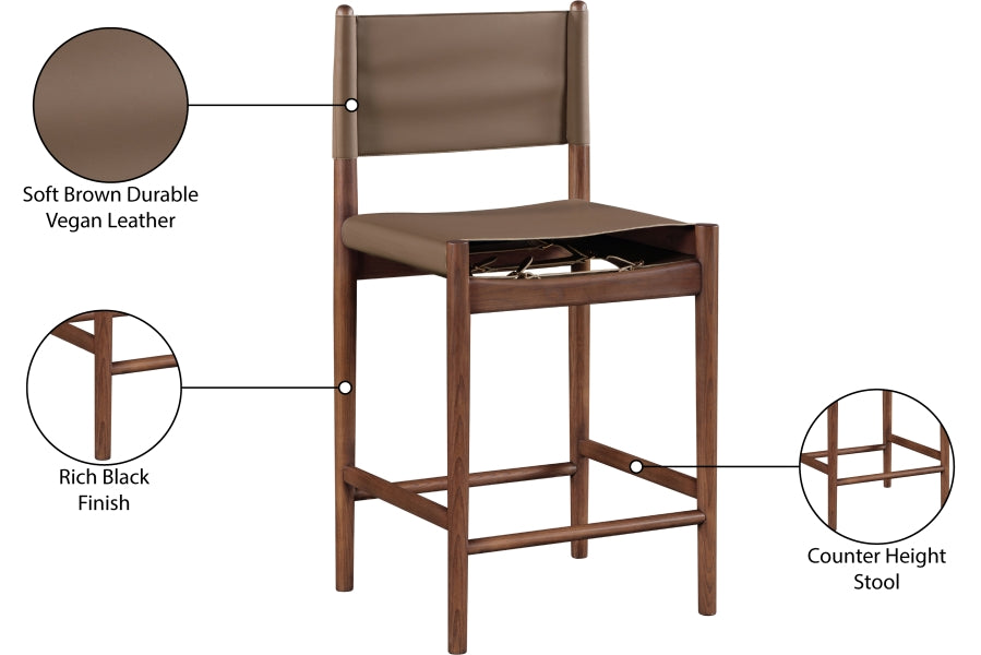 Rawlins Vegan Leather Upholstered Counter Stool — 11016-C - Brown - 11016Brown-C Infographic