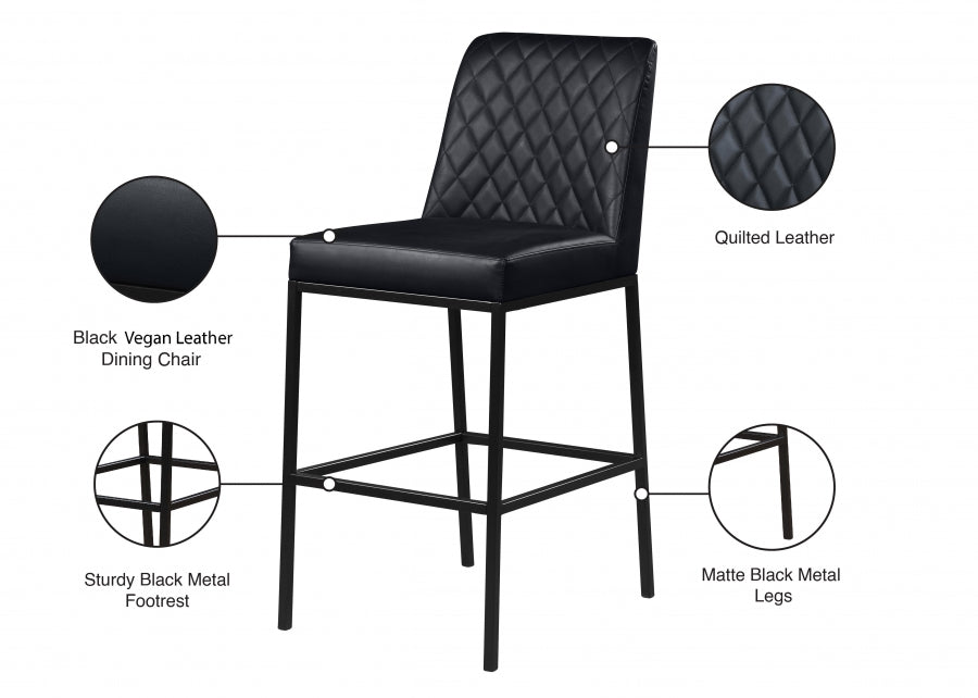 Bryce Vegan Leather Upholstered Bar Stool — 919-C - Black - 919Black-C Infographic