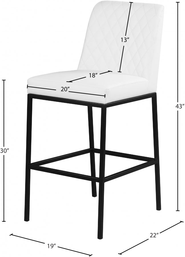 Bryce Vegan Leather Upholstered Bar Stool — 919-C - White - 919White-C Dim