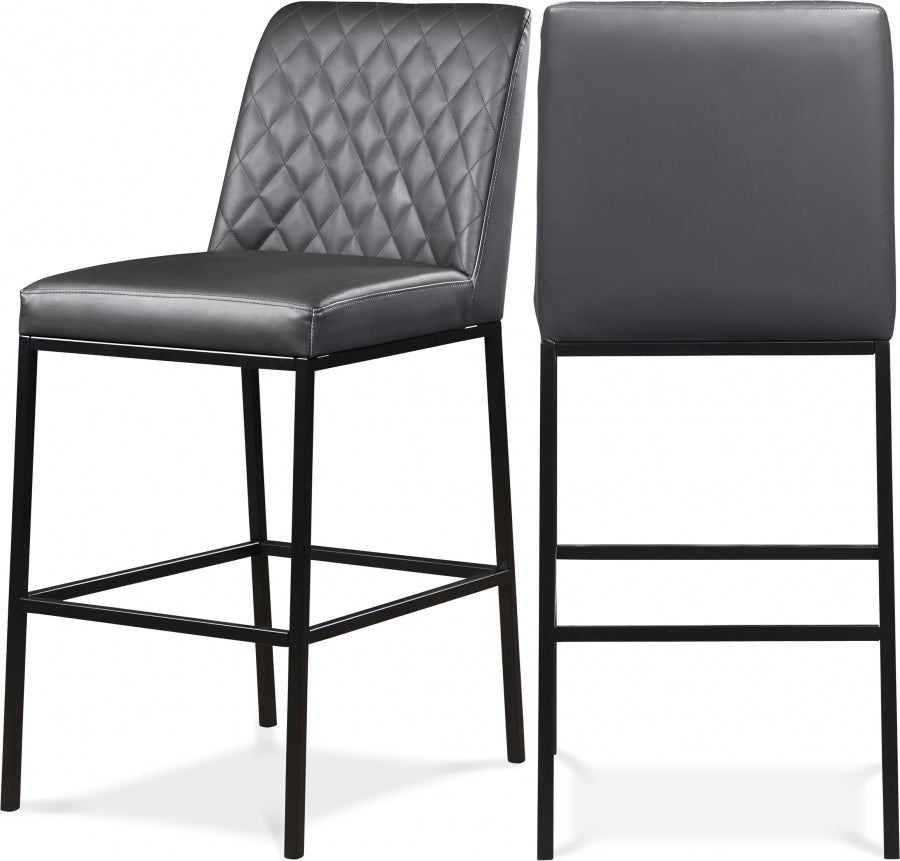 Bryce Vegan Leather Upholstered Bar Stool — 919-C - Grey - 919Grey-C Double Chair
