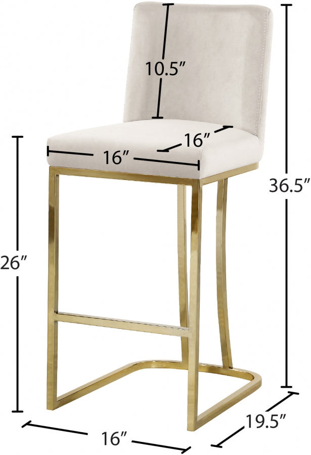 Heidi Velvet Upholstered Counter Stool — 777-C - Cream - 777Cream-C Dim