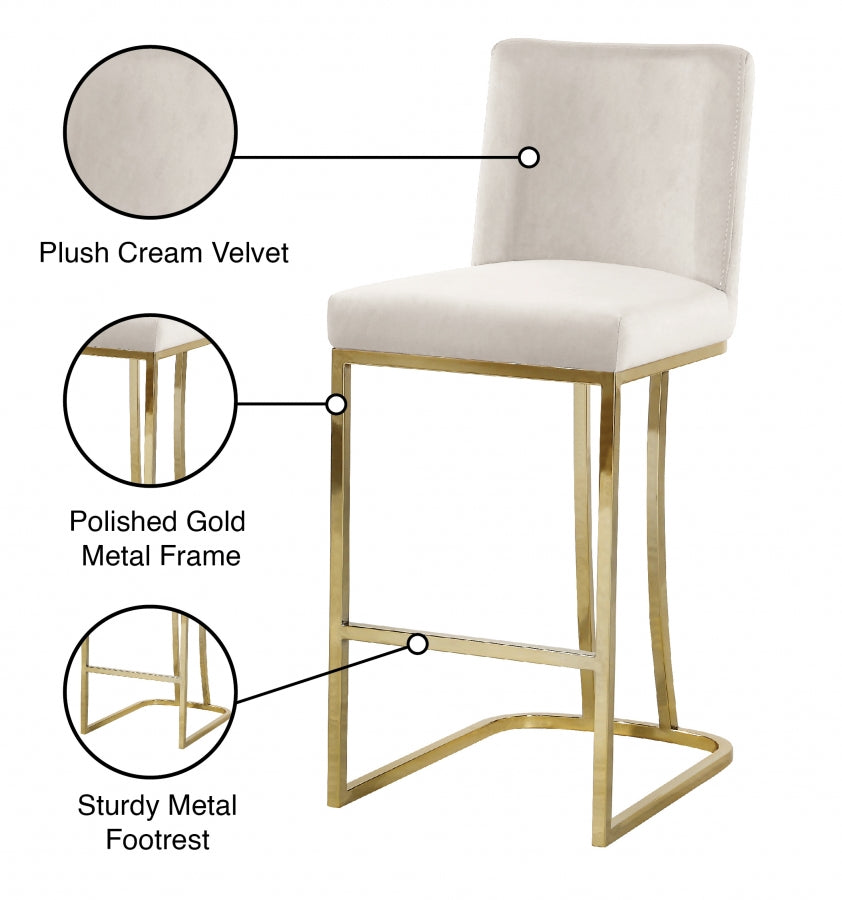 Heidi Velvet Upholstered Counter Stool — 777-C - Cream - 777Cream-C Infographic
