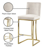 Heidi Velvet Upholstered Counter Stool — 777-C - Cream - 777Cream-C Infographic