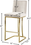 Heidi Velvet Upholstered Counter Stool — 777-C - Cream - 777Cream-C Dim