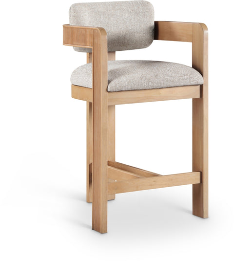 Sacha Linen Textured Fabric Upholstered Counter Stool — 11074-C