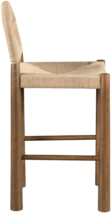 Bohemia Woven Seagrass Cord And Solid Wood Counter Stool — 333-C - Beige - 333-C alternate view 3