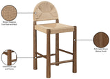 Bohemia Woven Seagrass Cord And Solid Wood Counter Stool — 333-C - Beige - 333-C Infographic