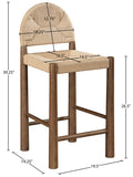 Bohemia Woven Seagrass Cord And Solid Wood Counter Stool — 333-C - Beige - 333-C Dim