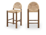 Bohemia Woven Seagrass Cord And Solid Wood Counter Stool — 333-C - Beige - 333-C Double Chair