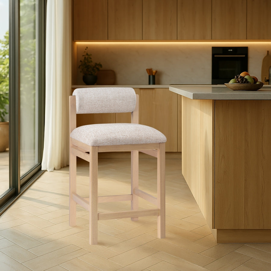 Roundhill Linen Textured Fabric Upholstered Counter Stool — 11086-C - Beige - 11086Beige-C alternate view 1
