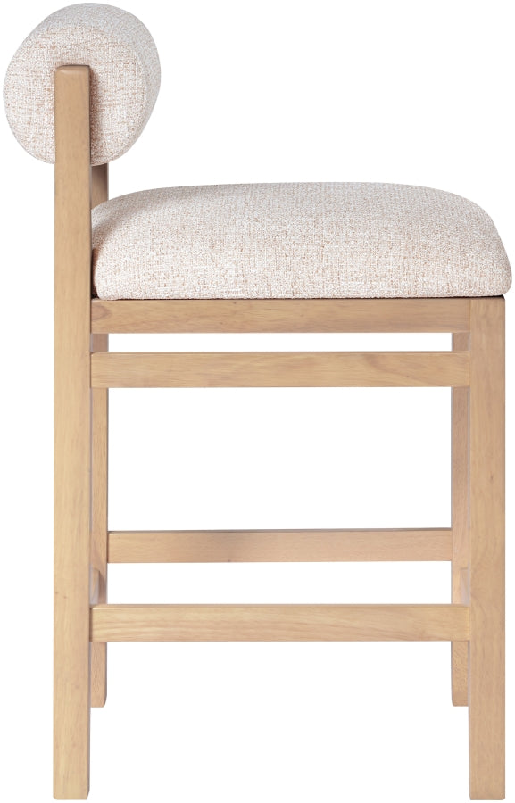 Roundhill Linen Textured Fabric Upholstered Counter Stool — 11086-C - Beige - 11086Beige-C alternate view 3