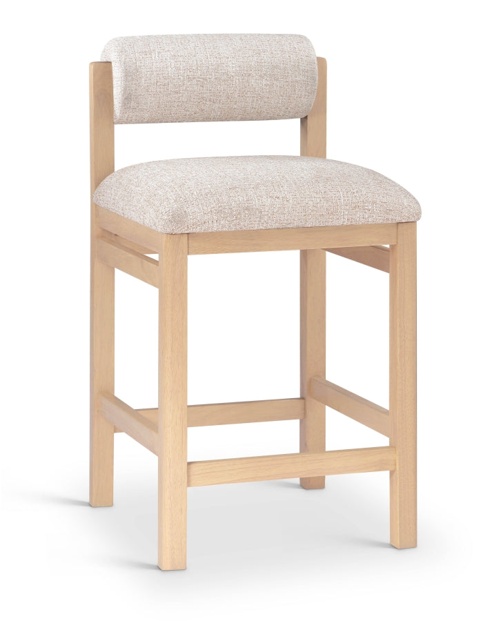 Roundhill Linen Textured Fabric Upholstered Counter Stool — 11086-C - Beige - 11086Beige-C