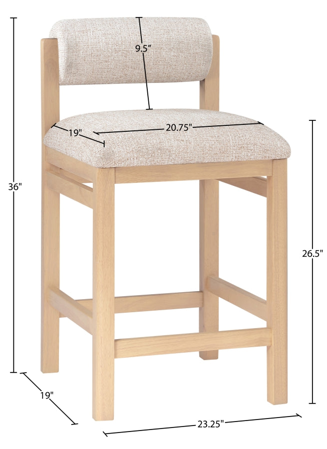 Roundhill Linen Textured Fabric Upholstered Counter Stool — 11086-C - Beige - 11086Beige-C Dim