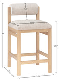 Roundhill Linen Textured Fabric Upholstered Counter Stool — 11086-C - Beige - 11086Beige-C Dim