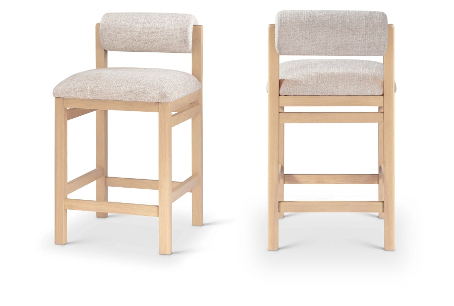 Roundhill Linen Textured Fabric Upholstered Counter Stool — 11086-C - Beige - 11086Beige-C Double Chair
