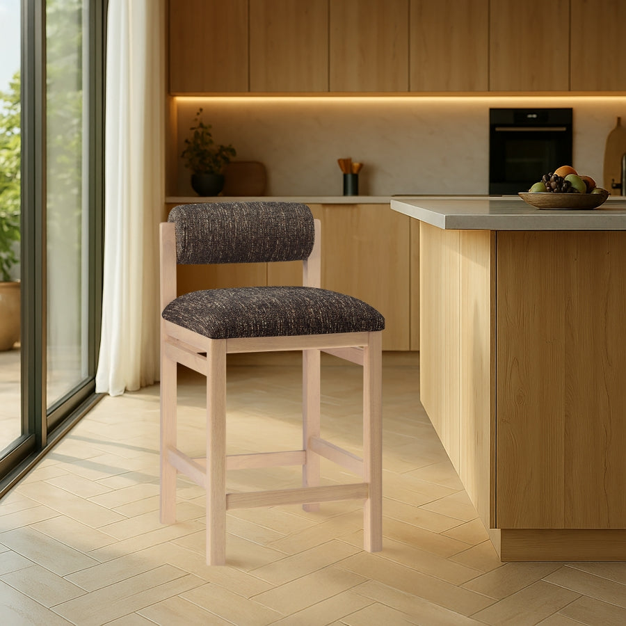 Roundhill Linen Textured Fabric Upholstered Counter Stool — 11086-C - Brown - 11086Brown-C alternate view 1