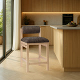 Roundhill Linen Textured Fabric Upholstered Counter Stool — 11086-C - Brown - 11086Brown-C alternate view 1