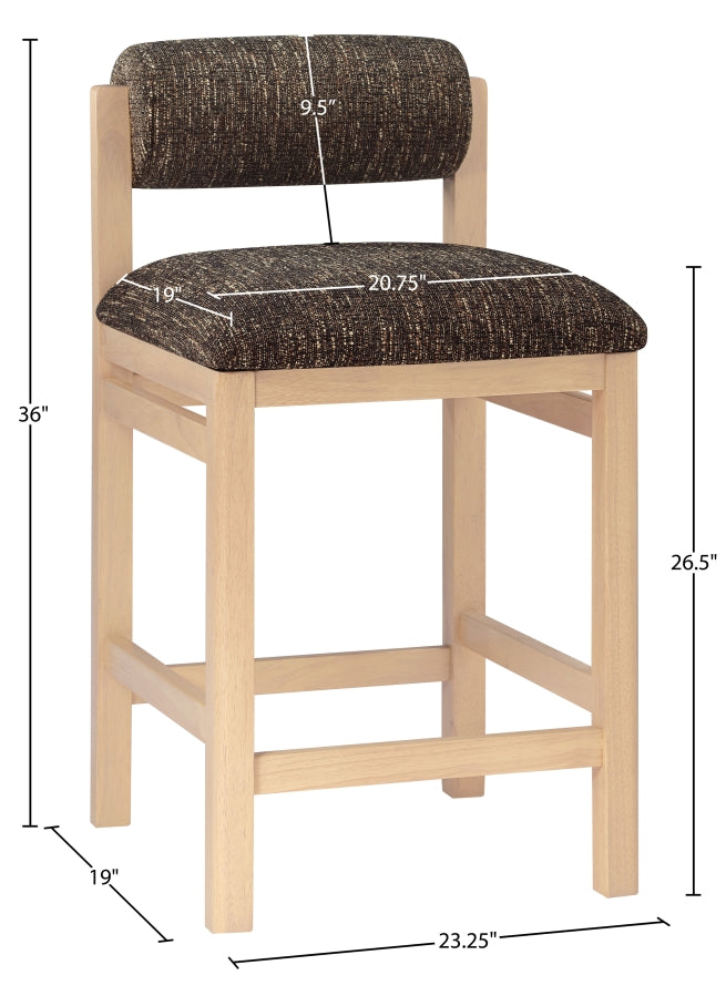 Roundhill Linen Textured Fabric Upholstered Counter Stool — 11086-C - Brown - 11086Brown-C Dim
