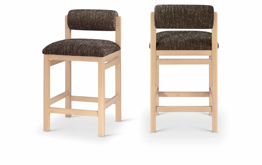 Roundhill Linen Textured Fabric Upholstered Counter Stool — 11086-C - Brown - 11086Brown-C Double Chair
