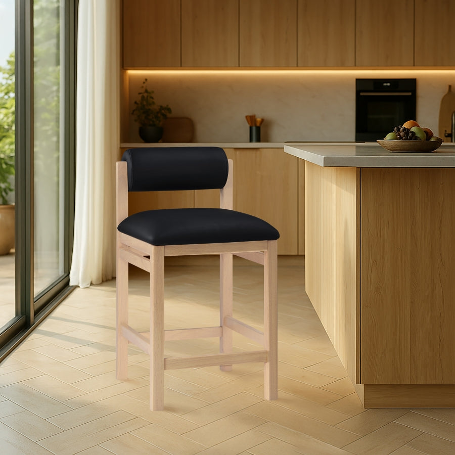 Roundhill Vegan Leather Upholstered Counter Stool — 11087-C - Black - 11087Black-C alternate view 1