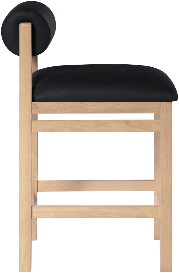 Roundhill Vegan Leather Upholstered Counter Stool — 11087-C - Black - 11087Black-C alternate view 3