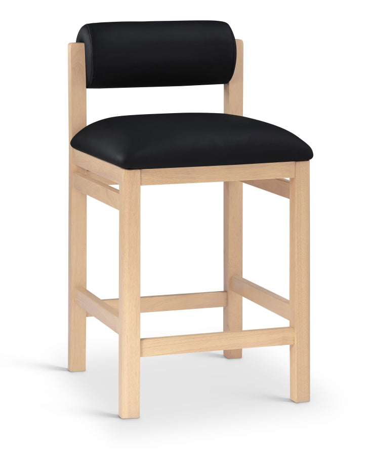 Roundhill Vegan Leather Upholstered Counter Stool — 11087-C - Black - 11087Black-C