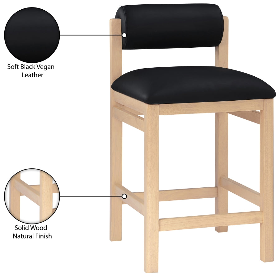 Roundhill Vegan Leather Upholstered Counter Stool — 11087-C - Black - 11087Black-C Infographic