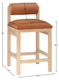 Roundhill Vegan Leather Upholstered Counter Stool — 11087-C - Cognac - 11087Cognac-C Dim