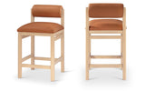 Roundhill Vegan Leather Upholstered Counter Stool — 11087-C - Cognac - 11087Cognac-C Double Chair