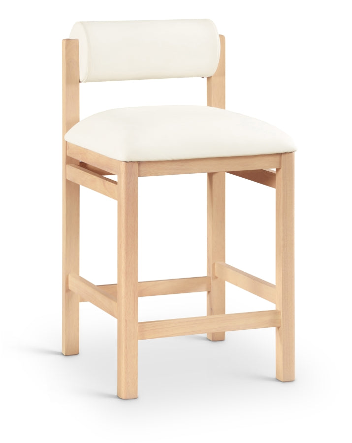Roundhill Vegan Leather Upholstered Counter Stool — 11087-C - Cream - 11087Cream-C