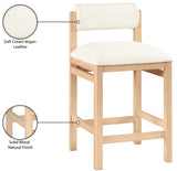 Roundhill Vegan Leather Upholstered Counter Stool — 11087-C - Cream - 11087Cream-C Infographic
