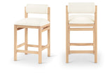 Roundhill Vegan Leather Upholstered Counter Stool — 11087-C - Cream - 11087Cream-C Double Chair