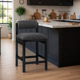 Roundhill Linen Textured Fabric Upholstered Counter Stool — 11088-C - Black - 11088Black-C alternate view 1