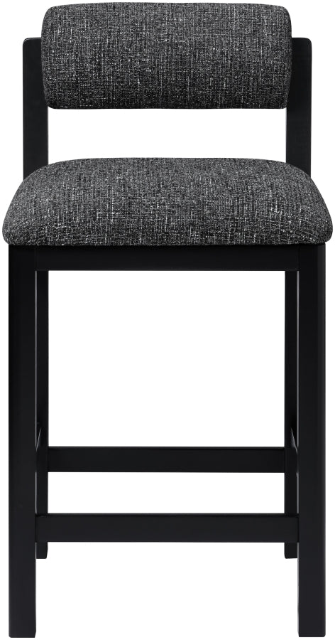 Roundhill Linen Textured Fabric Upholstered Counter Stool — 11088-C - Black - 11088Black-C alternate view 2