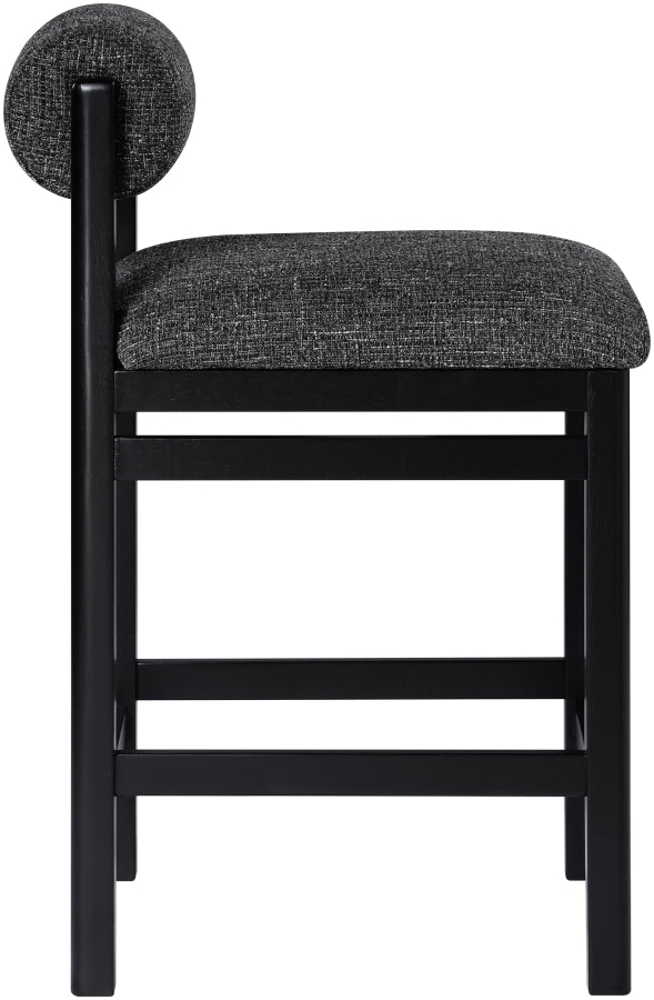 Roundhill Linen Textured Fabric Upholstered Counter Stool — 11088-C - Black - 11088Black-C alternate view 3