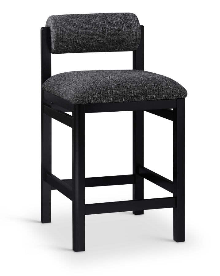 Roundhill Linen Textured Fabric Upholstered Counter Stool — 11088-C - Black - 11088Black-C