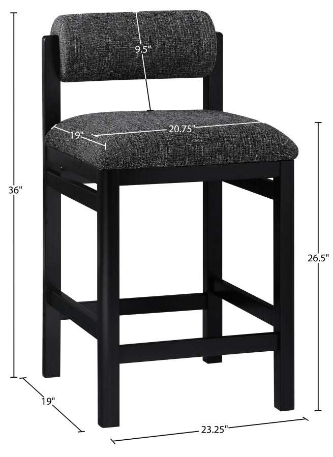 Roundhill Linen Textured Fabric Upholstered Counter Stool — 11088-C - Black - 11088Black-C Dim