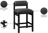 Roundhill Linen Textured Fabric Upholstered Counter Stool — 11088-C - Black - 11088Black-C Infographic