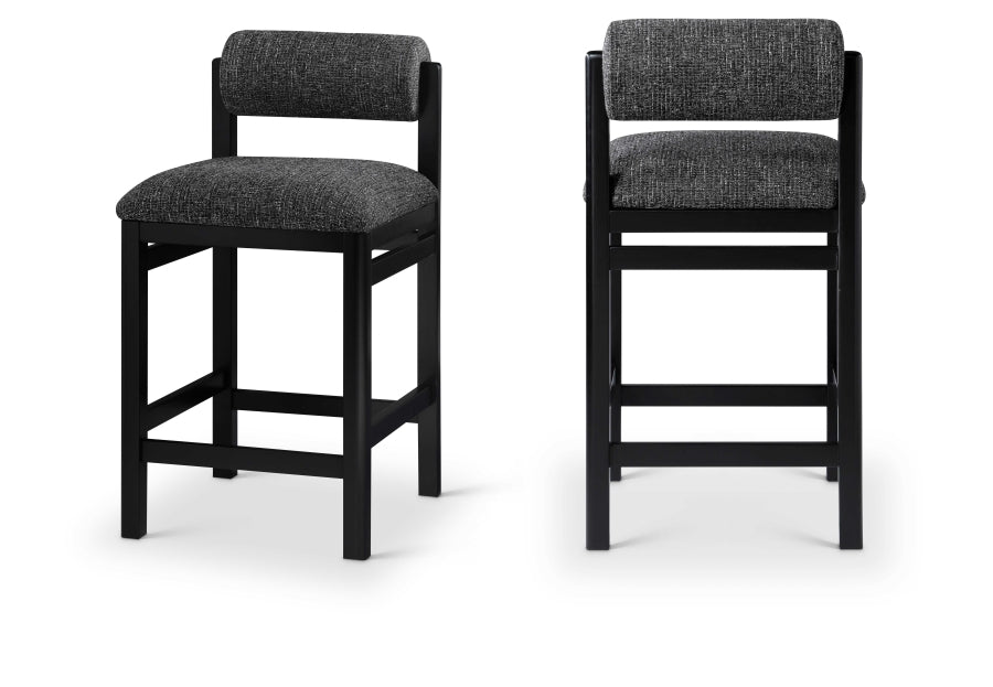 Roundhill Linen Textured Fabric Upholstered Counter Stool — 11088-C - Black - 11088Black-C Double Chair