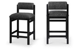 Roundhill Linen Textured Fabric Upholstered Counter Stool — 11088-C - Black - 11088Black-C Double Chair