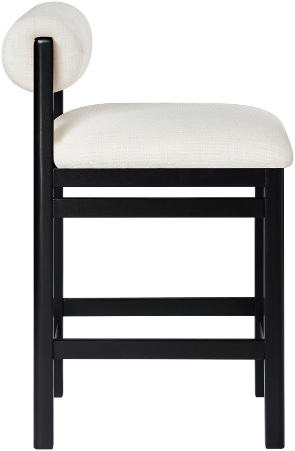 Roundhill Linen Textured Fabric Upholstered Counter Stool — 11088-C - Cream - 11088Cream-C alternate view 3