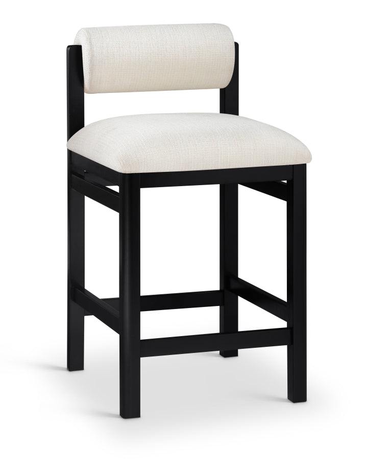 Roundhill Linen Textured Fabric Upholstered Counter Stool — 11088-C - Cream - 11088Cream-C