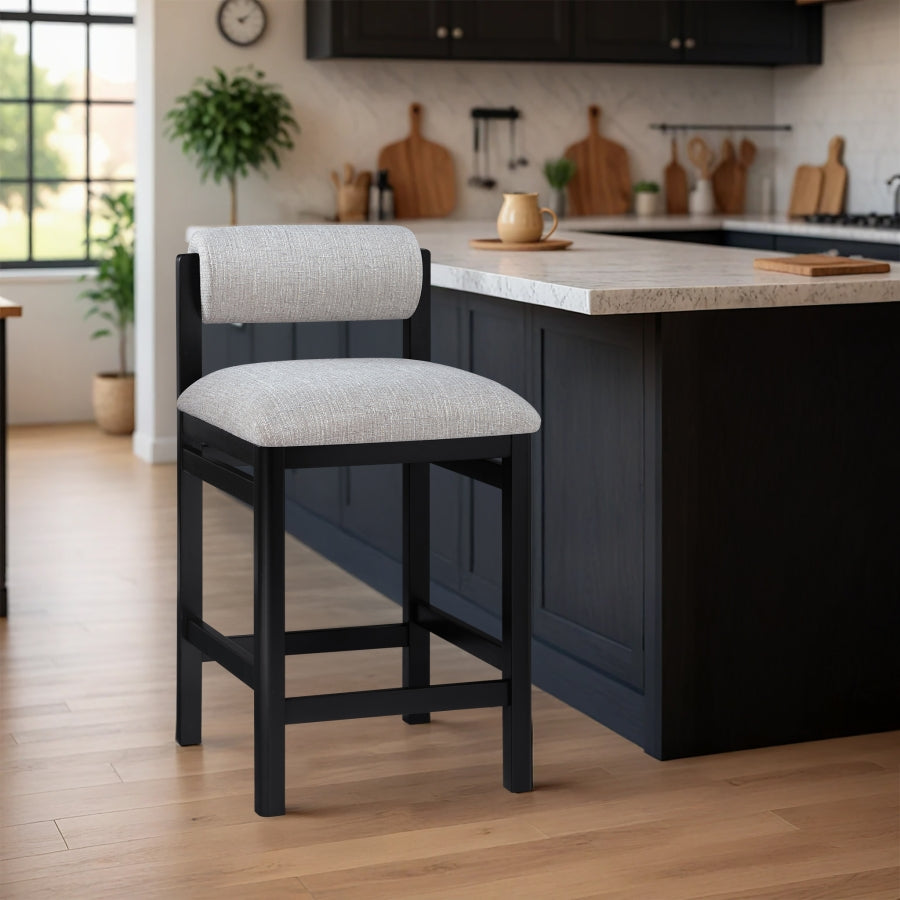Roundhill Linen Textured Fabric Upholstered Counter Stool — 11088-C - Grey - 11088Grey-C alternate view 1