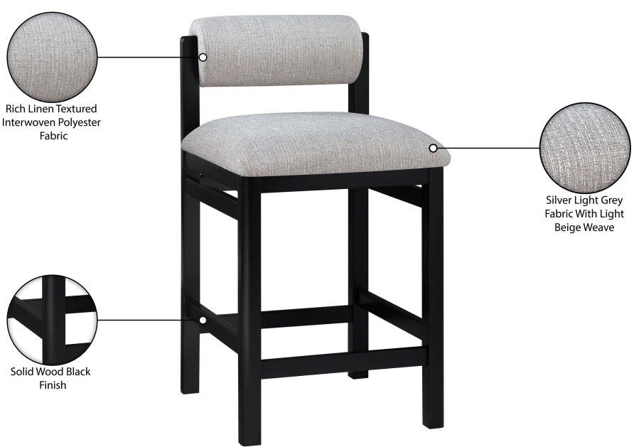 Roundhill Linen Textured Fabric Upholstered Counter Stool — 11088-C - Grey - 11088Grey-C Infographic