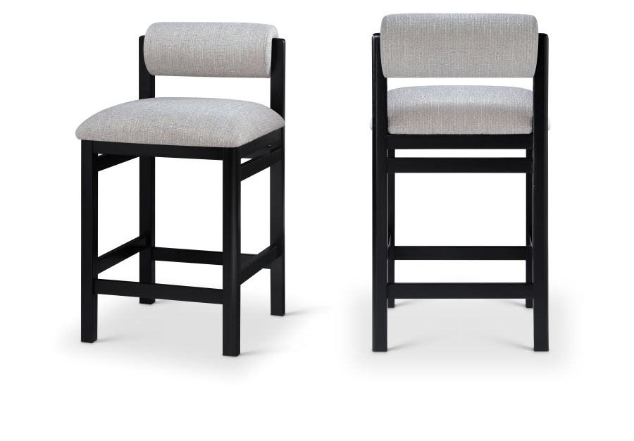 Roundhill Linen Textured Fabric Upholstered Counter Stool — 11088-C - Grey - 11088Grey-C Double Chair