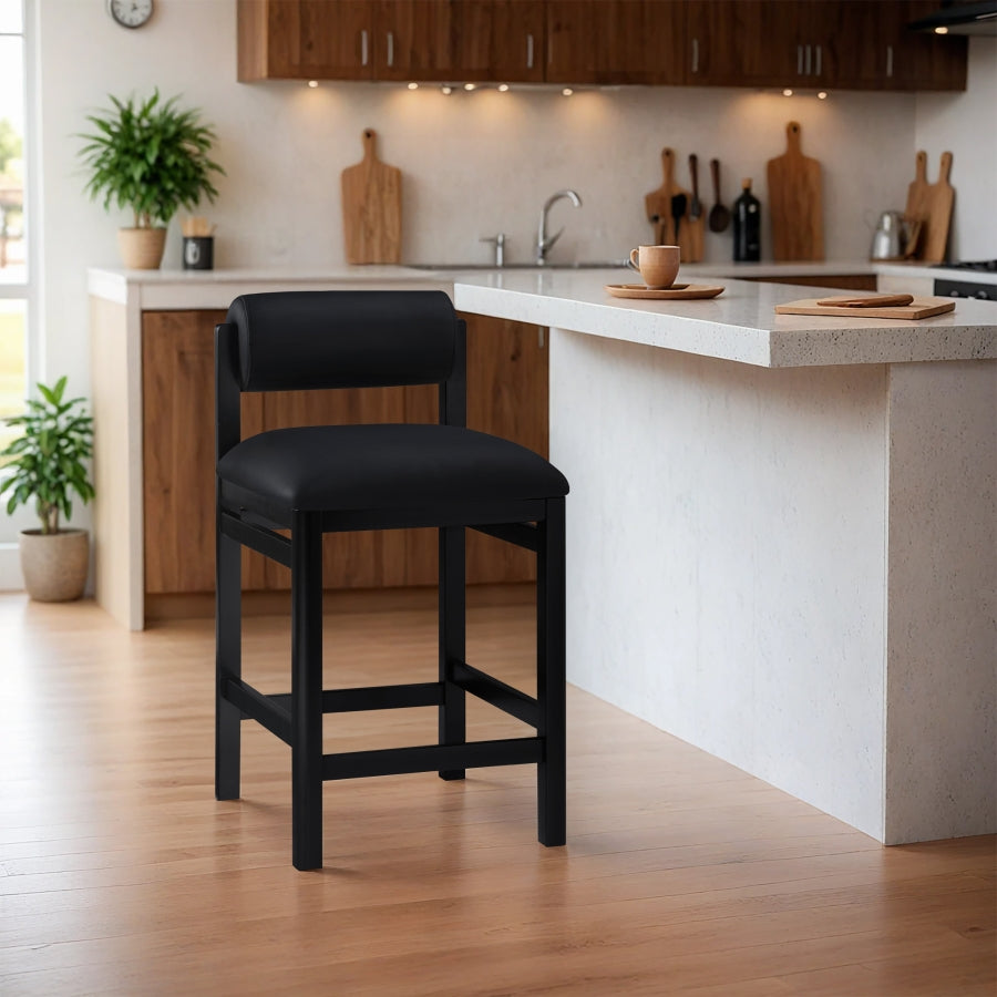 Roundhill Vegan Leather Upholstered Counter Stool — 11089-C - Black - 11089Black-C alternate view 1