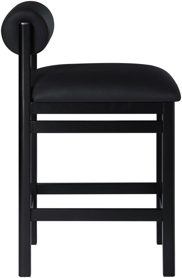 Roundhill Vegan Leather Upholstered Counter Stool — 11089-C - Black - 11089Black-C alternate view 3