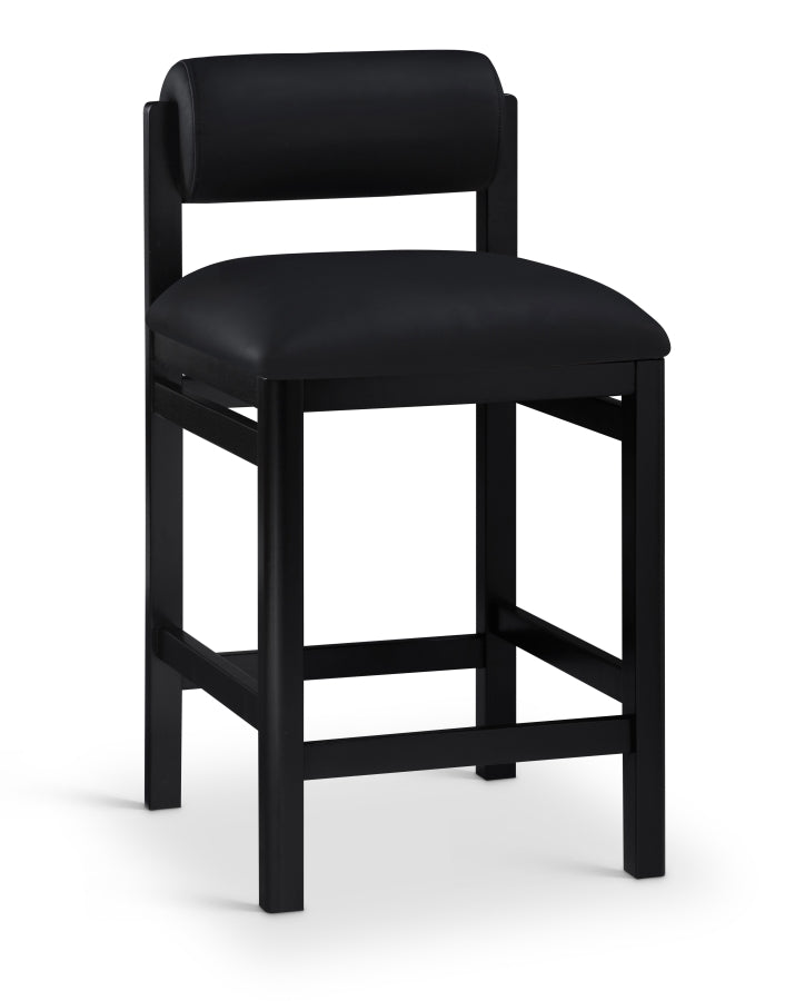 Roundhill Vegan Leather Upholstered Counter Stool — 11089-C - Black - 11089Black-C